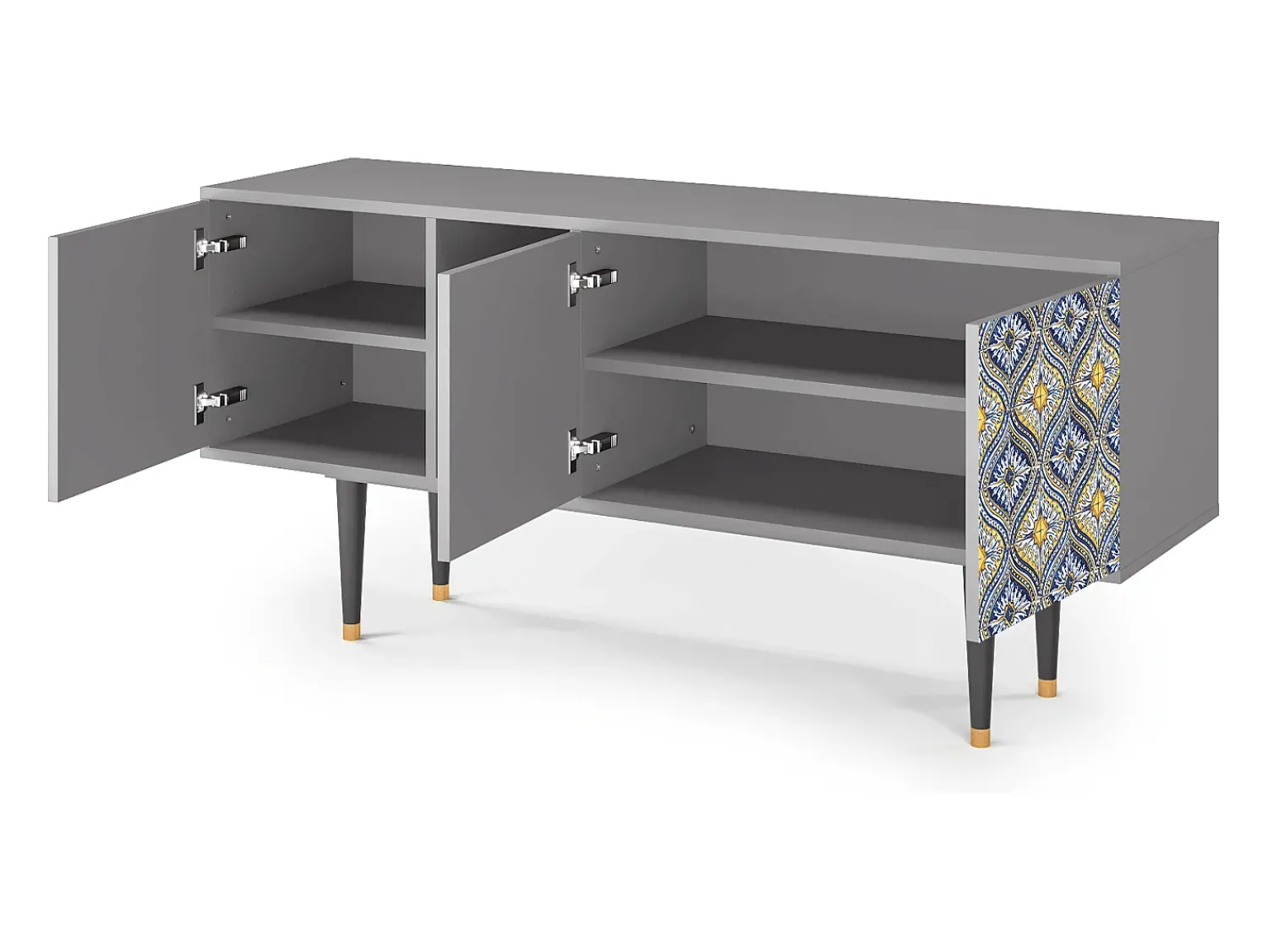 Clearance Mueble de TV - 150х69х41 cm - T5 - Illusory Pattern, Cinza Cinzento