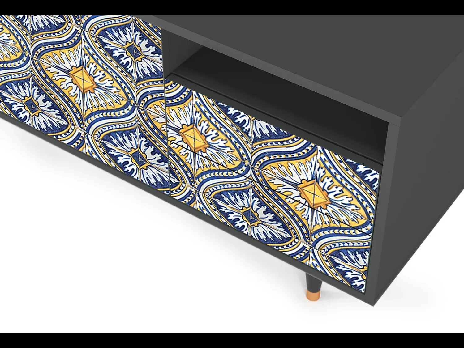 Móvel De Tv| Mueble de TV - 125х56х41 cm - T7 - Illusory Pattern, Antracite Cinza antracite