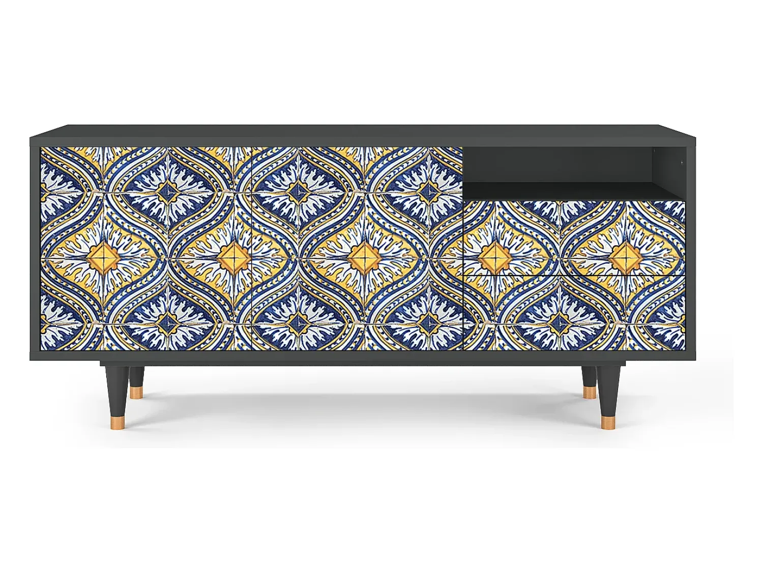 Móvel De Tv| Mueble de TV - 125х56х41 cm - T7 - Illusory Pattern, Antracite Cinza antracite