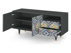 Móvel De Tv| Mueble de TV - 125х56х41 cm - T7 - Illusory Pattern, Antracite Cinza antracite