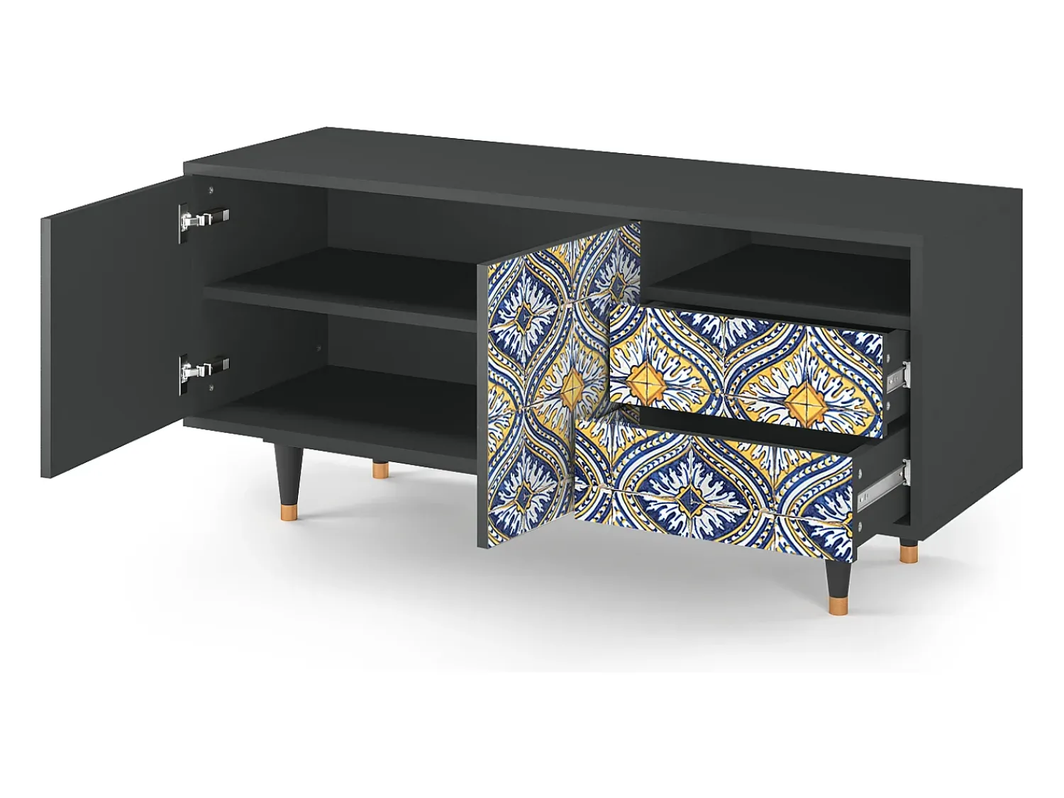 Móvel De Tv| Mueble de TV - 125х56х41 cm - T7 - Illusory Pattern, Antracite Cinza antracite
