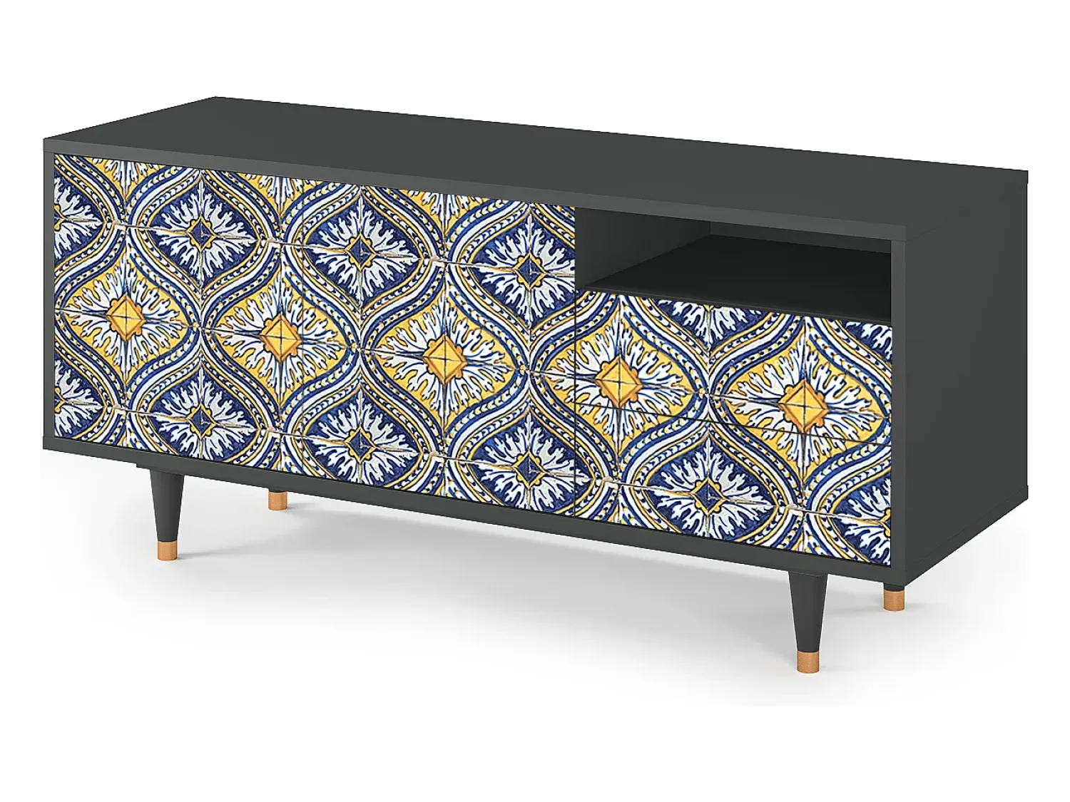 Móvel De Tv| Mueble de TV - 125х56х41 cm - T7 - Illusory Pattern, Antracite Cinza antracite