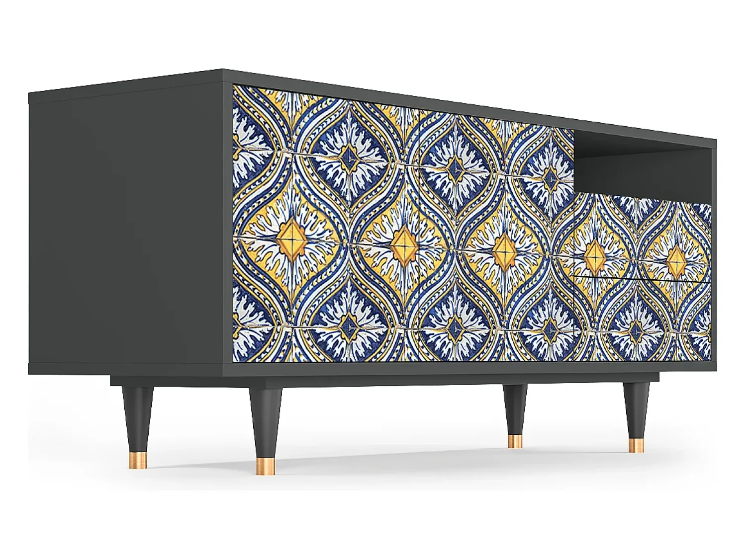 Móvel De Tv| Mueble de TV - 125х56х41 cm - T7 - Illusory Pattern, Antracite Cinza antracite