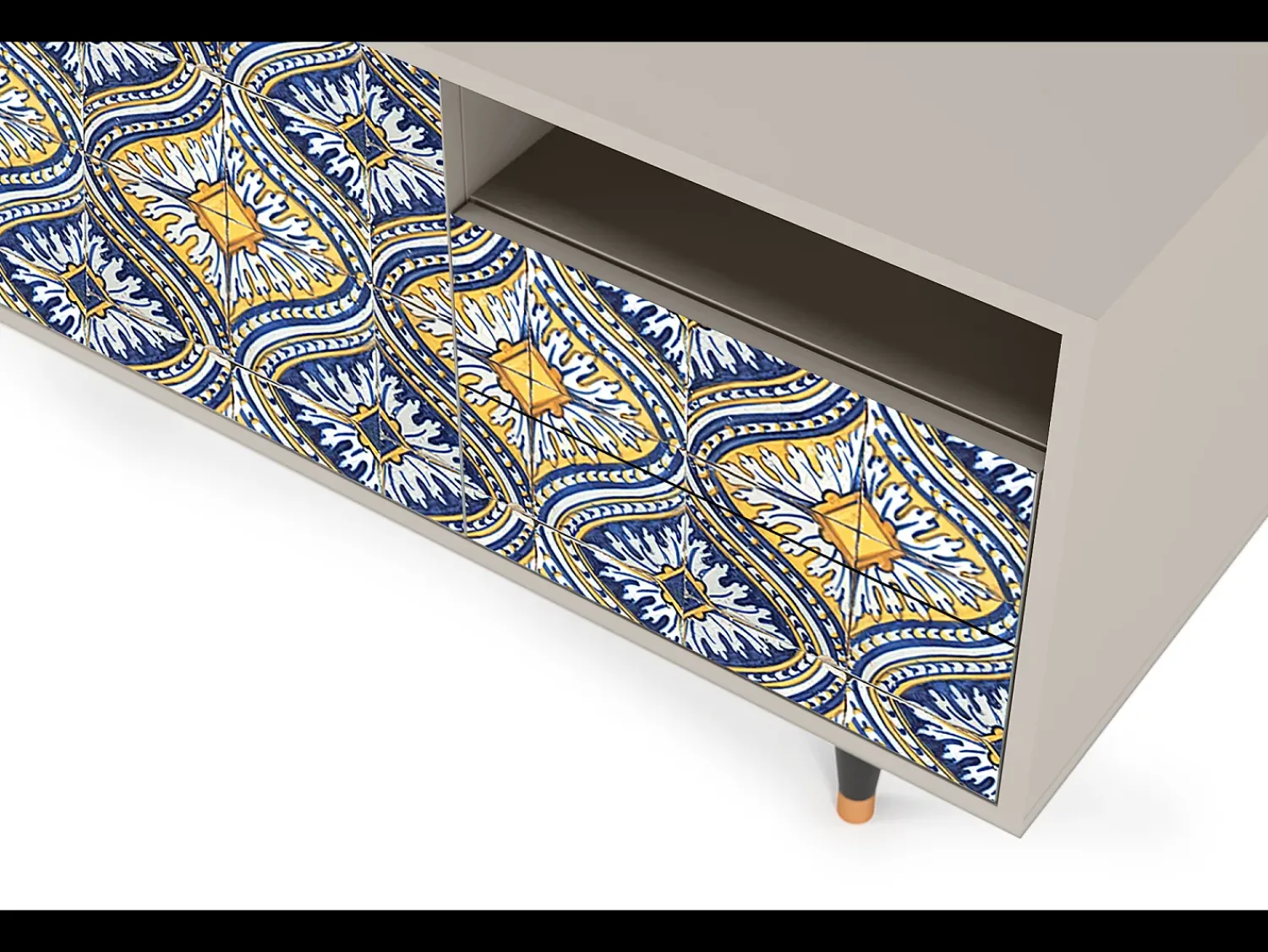 Móvel De Tv* Mueble de TV - 125х56х41 cm - T7 - Illusory Pattern, Areia Bege