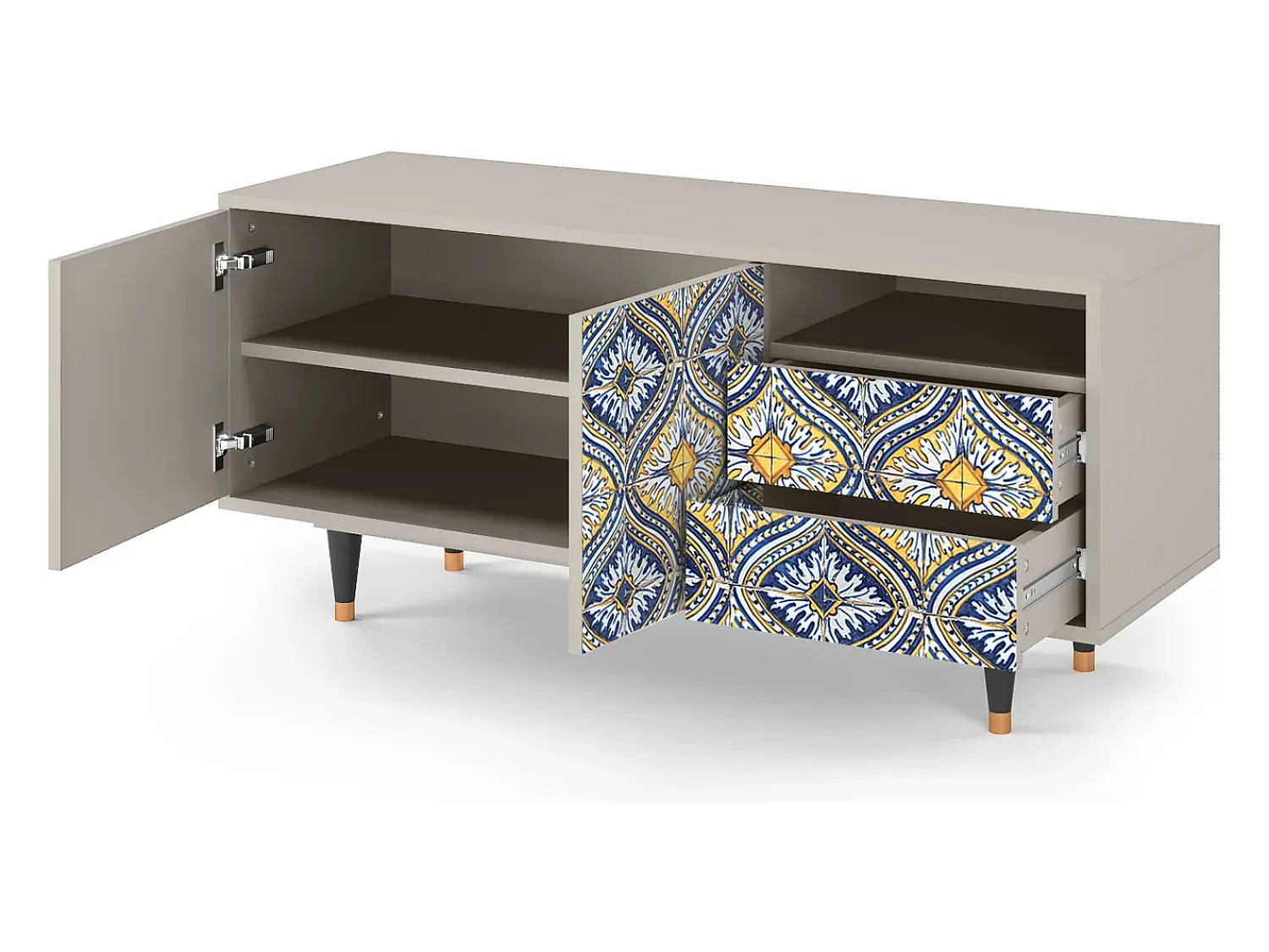 Móvel De Tv* Mueble de TV - 125х56х41 cm - T7 - Illusory Pattern, Areia Bege