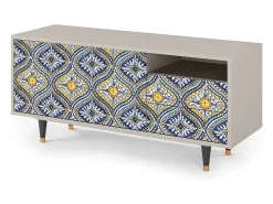 Móvel De Tv* Mueble de TV - 125х56х41 cm - T7 - Illusory Pattern, Areia Bege