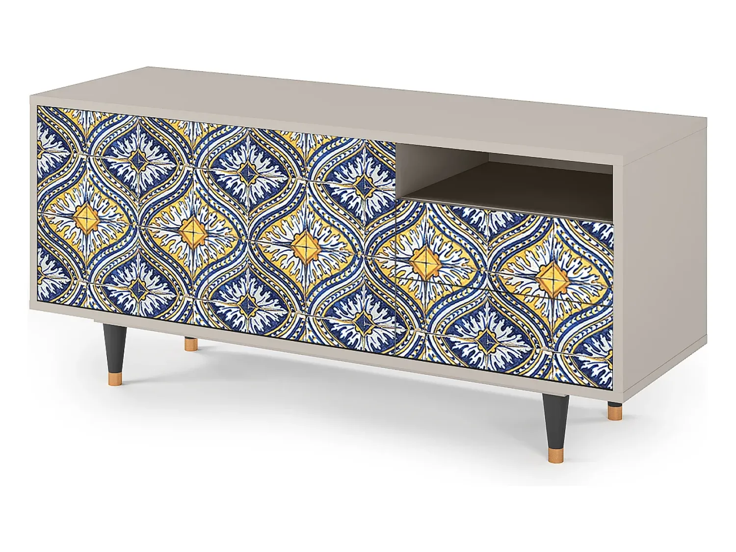 Móvel De Tv* Mueble de TV - 125х56х41 cm - T7 - Illusory Pattern, Areia Bege