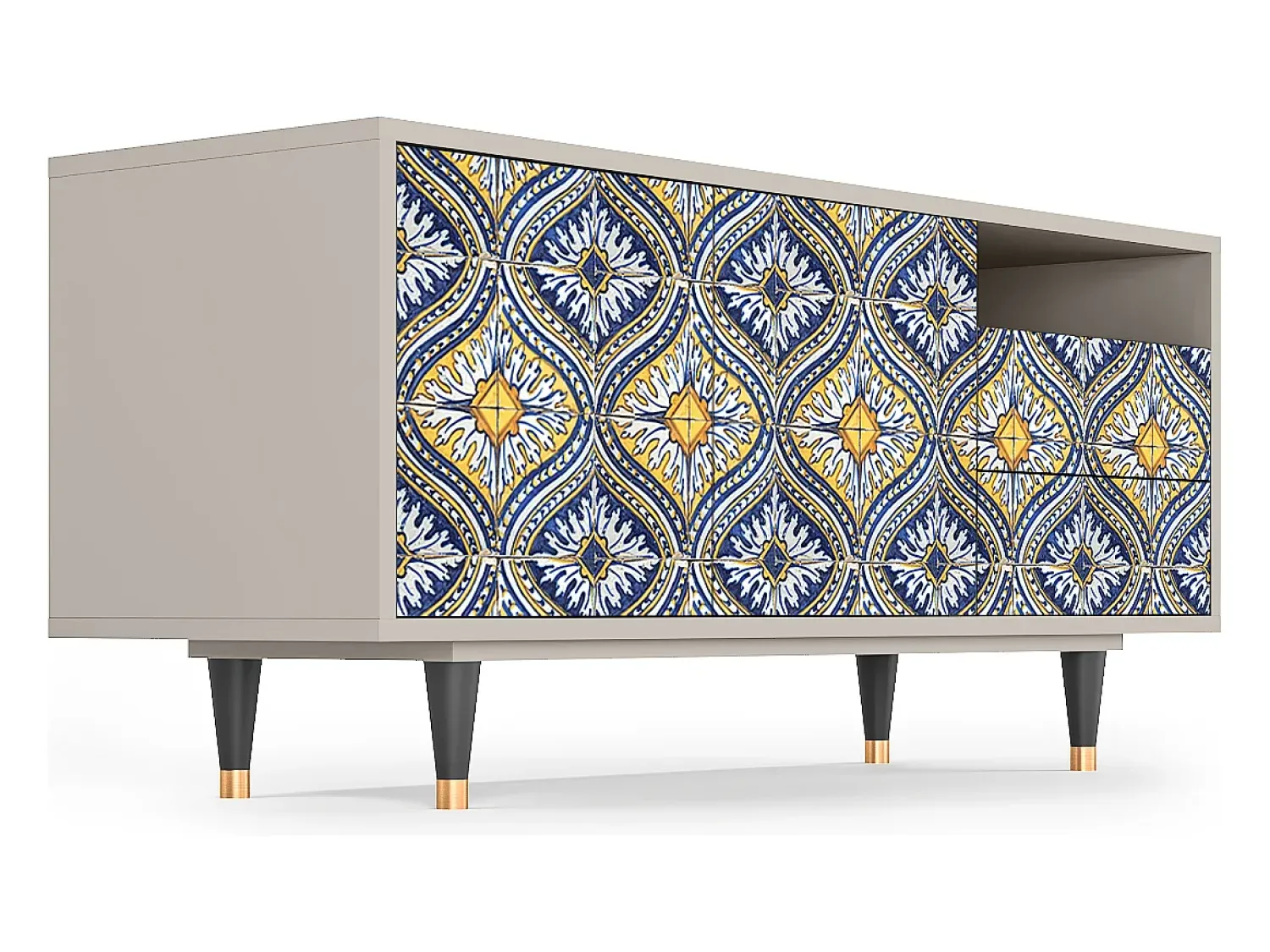Móvel De Tv* Mueble de TV - 125х56х41 cm - T7 - Illusory Pattern, Areia Bege