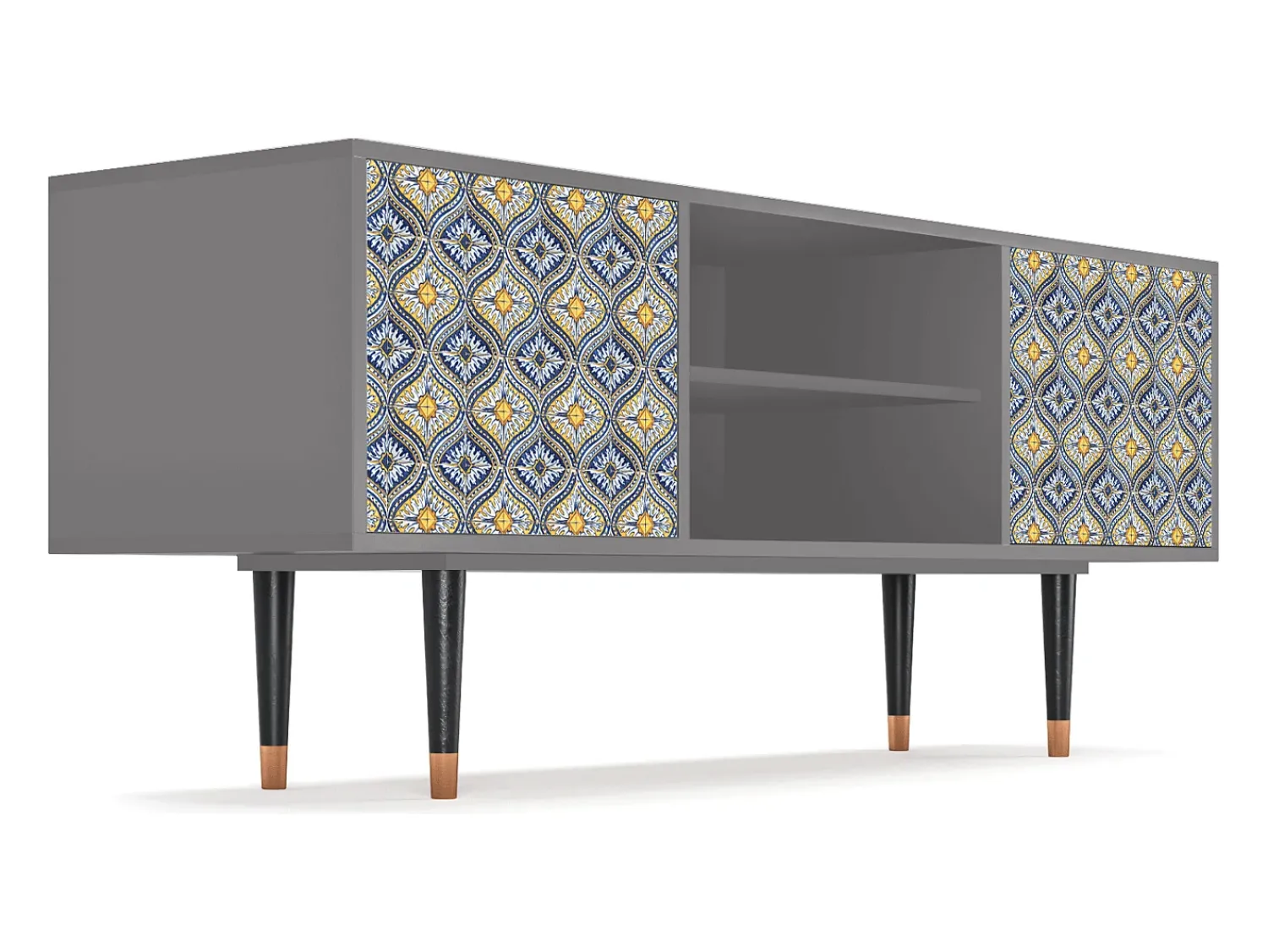 Móvel De Tv* Mueble de TV - 170х69х48 cm - T2 - Illusory Pattern, Cinza Cinzento