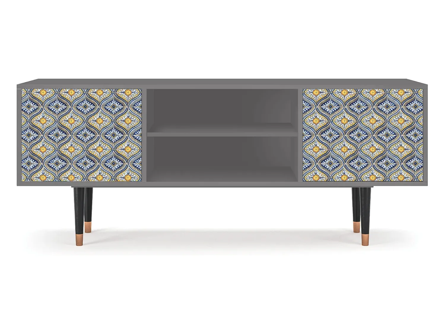 Móvel De Tv* Mueble de TV - 170х69х48 cm - T2 - Illusory Pattern, Cinza Cinzento