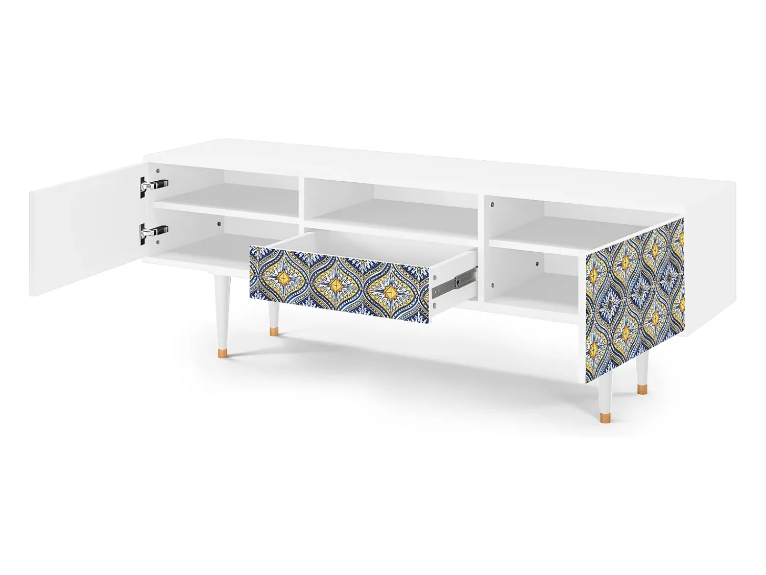 Móvel De Tv| Mueble de TV - 170х59х41 cm - T6 - Illusory Pattern, Branco Bege