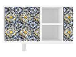 Móvel De Tv* Mueble de TV - 150х69х41 cm - T5 - Illusory Pattern, Branco Bege