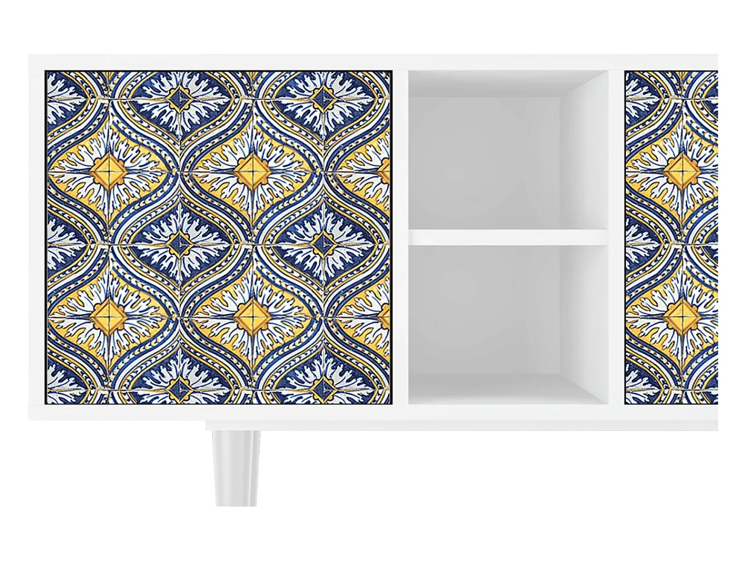 Móvel De Tv* Mueble de TV - 150х69х41 cm - T5 - Illusory Pattern, Branco Bege