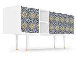 Móvel De Tv* Mueble de TV - 150х69х41 cm - T5 - Illusory Pattern, Branco Bege