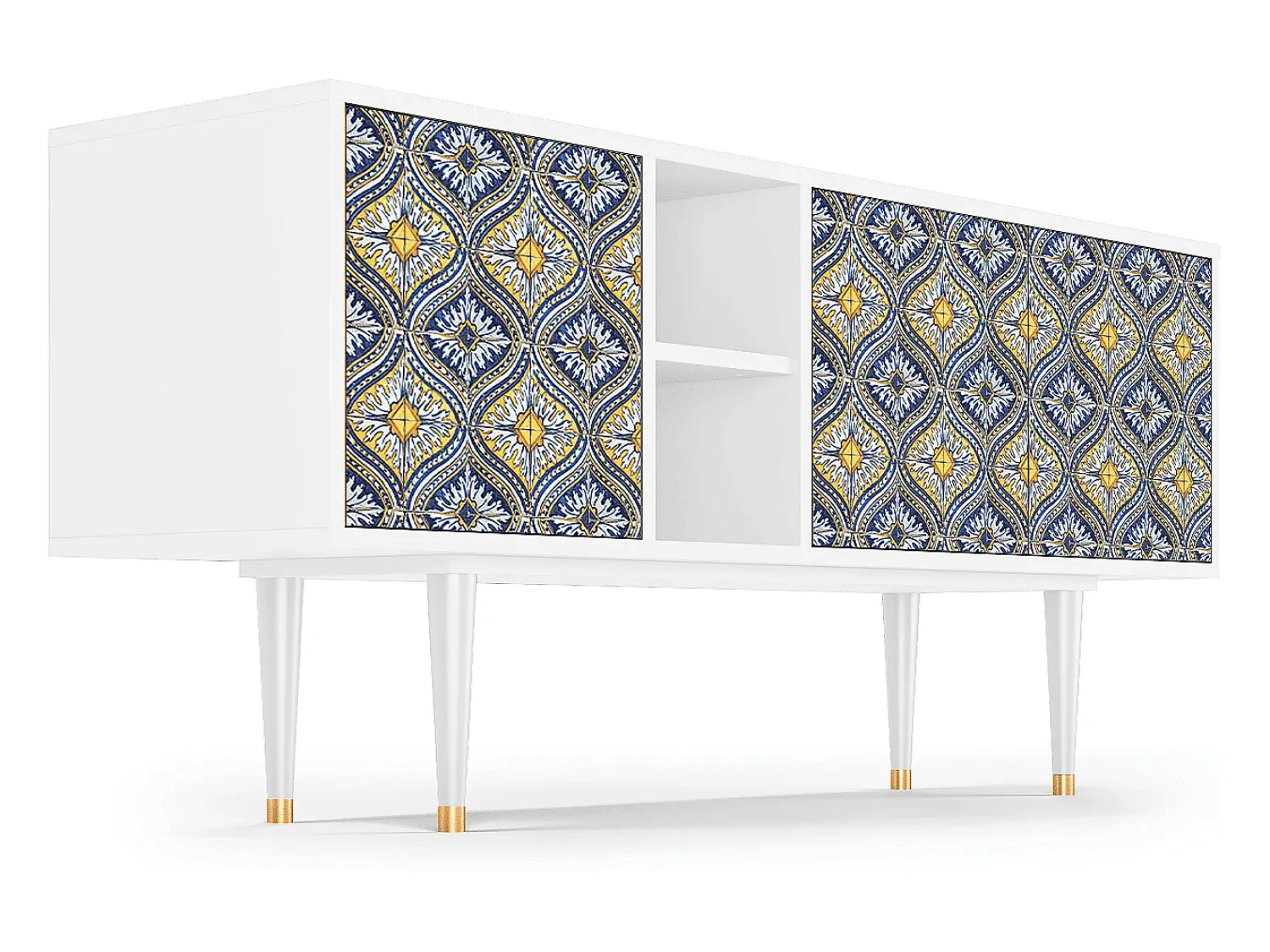 Móvel De Tv* Mueble de TV - 150х69х41 cm - T5 - Illusory Pattern, Branco Bege