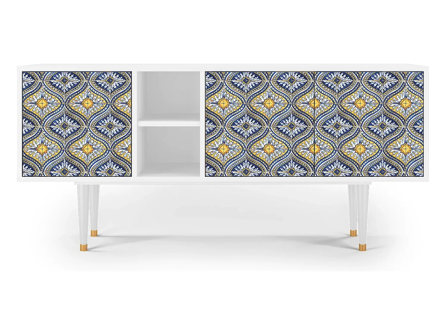 Móvel De Tv* Mueble de TV - 150х69х41 cm - T5 - Illusory Pattern, Branco Bege