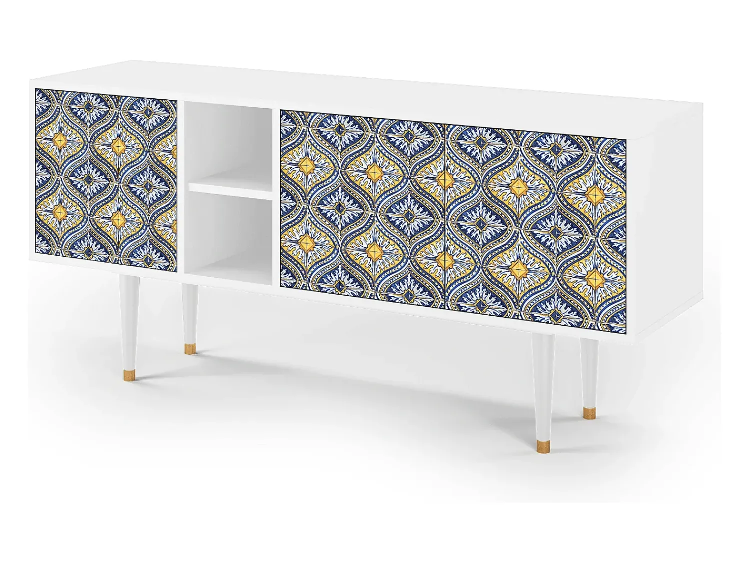 Móvel De Tv* Mueble de TV - 150х69х41 cm - T5 - Illusory Pattern, Branco Bege