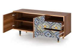 Móvel De Tv* Mueble de TV - 125х56х41 cm - T7 - Illusory Pattern, Nogueira Castanho