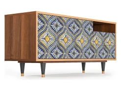 Móvel De Tv* Mueble de TV - 125х56х41 cm - T7 - Illusory Pattern, Nogueira Castanho