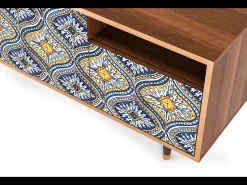Móvel De Tv* Mueble de TV - 125х56х41 cm - T7 - Illusory Pattern, Nogueira Castanho