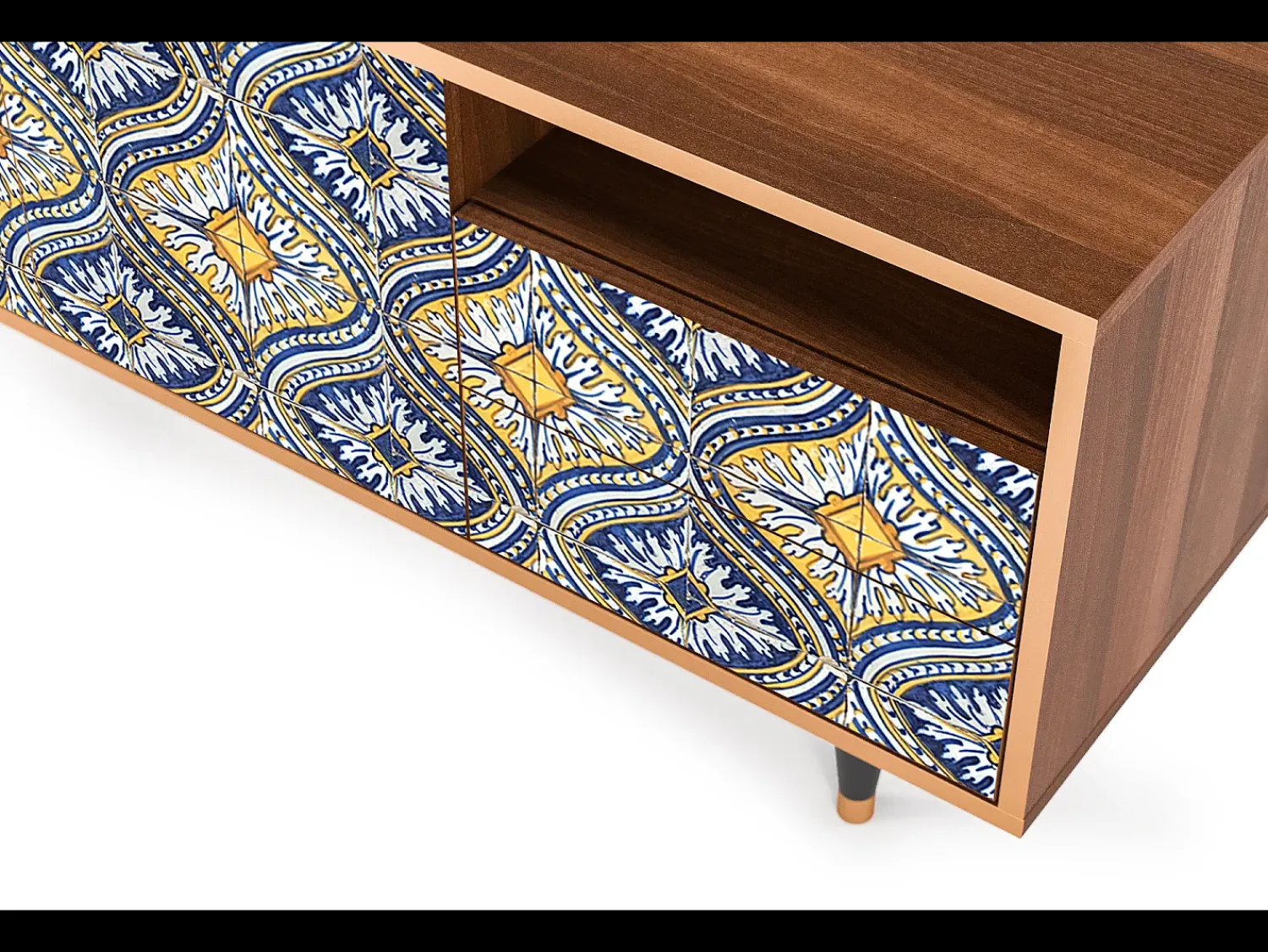 Móvel De Tv* Mueble de TV - 125х56х41 cm - T7 - Illusory Pattern, Nogueira Castanho