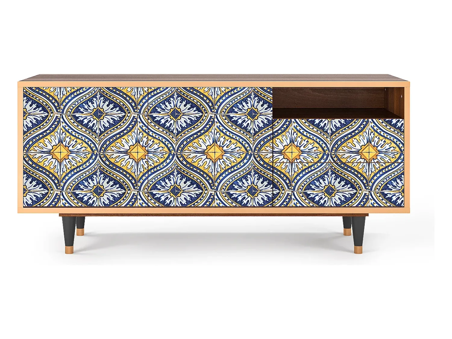 Móvel De Tv* Mueble de TV - 125х56х41 cm - T7 - Illusory Pattern, Nogueira Castanho