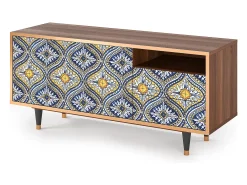 Móvel De Tv* Mueble de TV - 125х56х41 cm - T7 - Illusory Pattern, Nogueira Castanho
