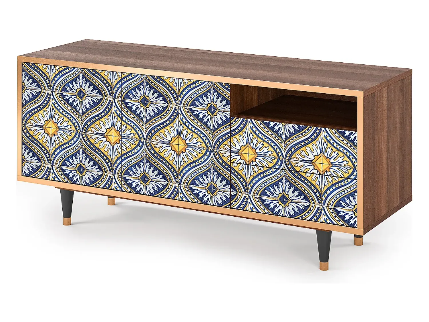 Móvel De Tv* Mueble de TV - 125х56х41 cm - T7 - Illusory Pattern, Nogueira Castanho