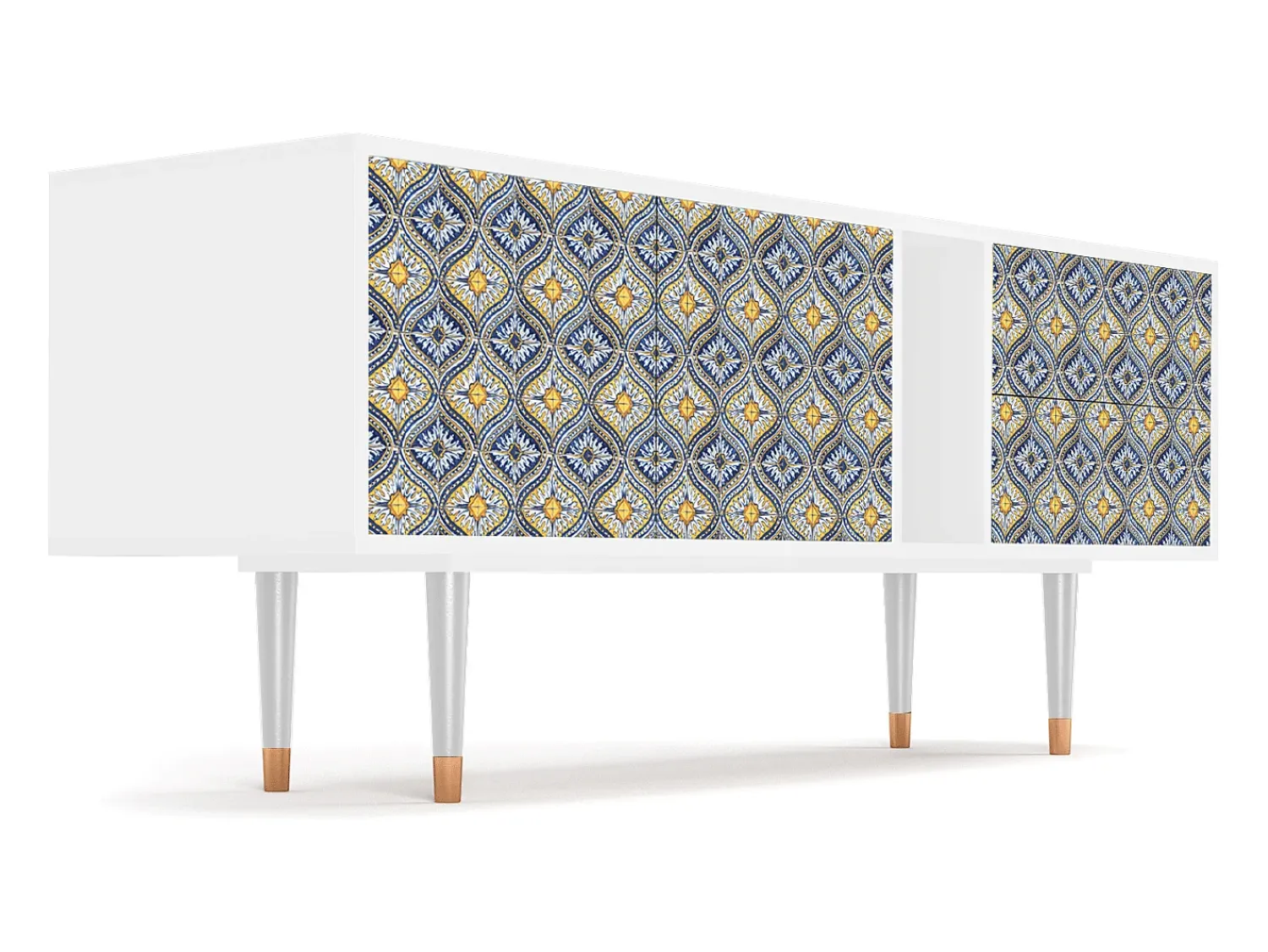 New Mueble de TV - 170х69х48 cm - T1 - Illusory Pattern, Branco Bege