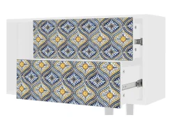New Mueble de TV - 170х69х48 cm - T1 - Illusory Pattern, Branco Bege