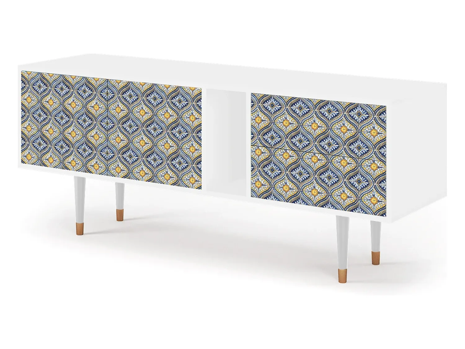 New Mueble de TV - 170х69х48 cm - T1 - Illusory Pattern, Branco Bege