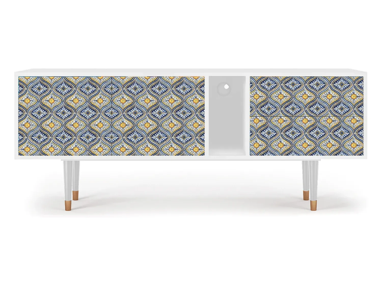 New Mueble de TV - 170х69х48 cm - T1 - Illusory Pattern, Branco Bege