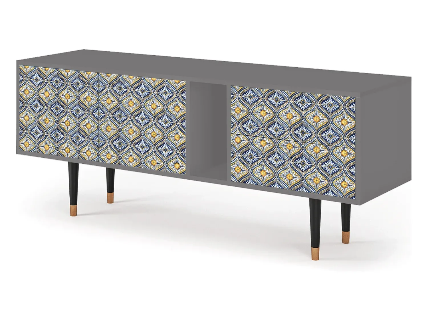 Discount Mueble de TV - 170х69х48 cm - T1 - Illusory Pattern, Cinza Cinzento