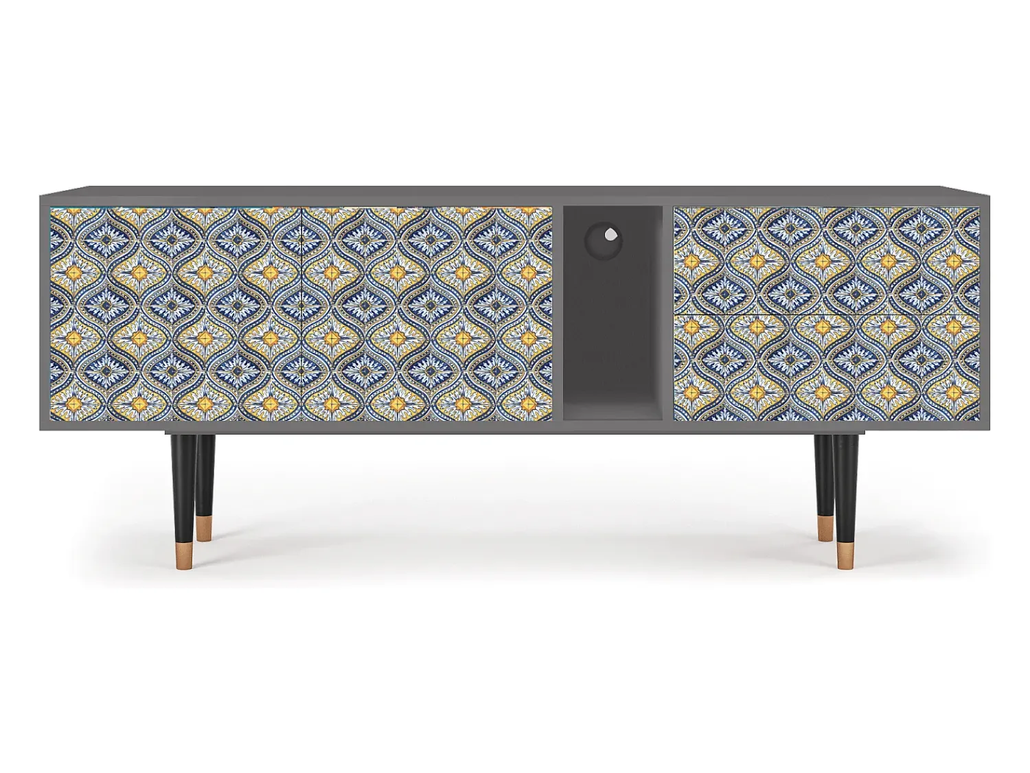 Discount Mueble de TV - 170х69х48 cm - T1 - Illusory Pattern, Cinza Cinzento