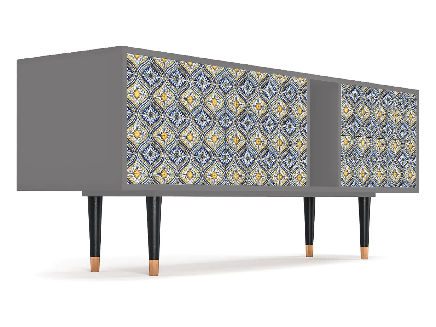 Discount Mueble de TV - 170х69х48 cm - T1 - Illusory Pattern, Cinza Cinzento