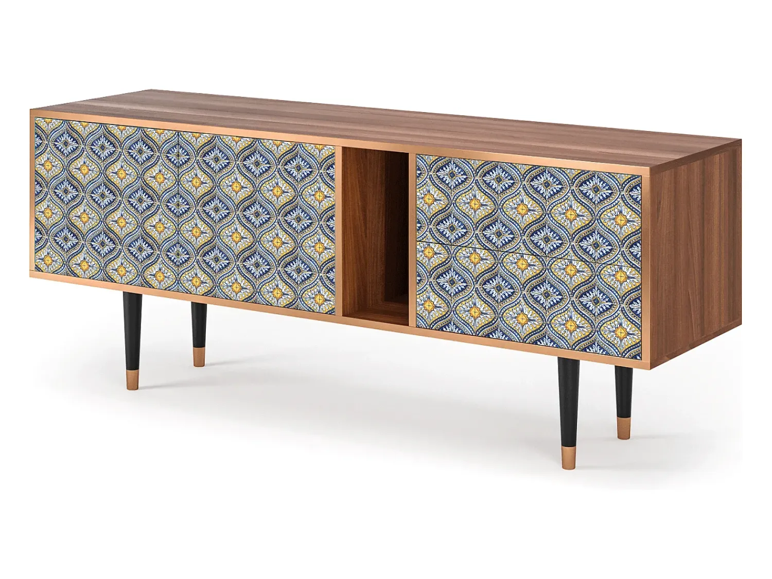 Móvel De Tv* Mueble de TV - 170х69х48 cm - T1 - Illusory Pattern, Nogueira Castanho