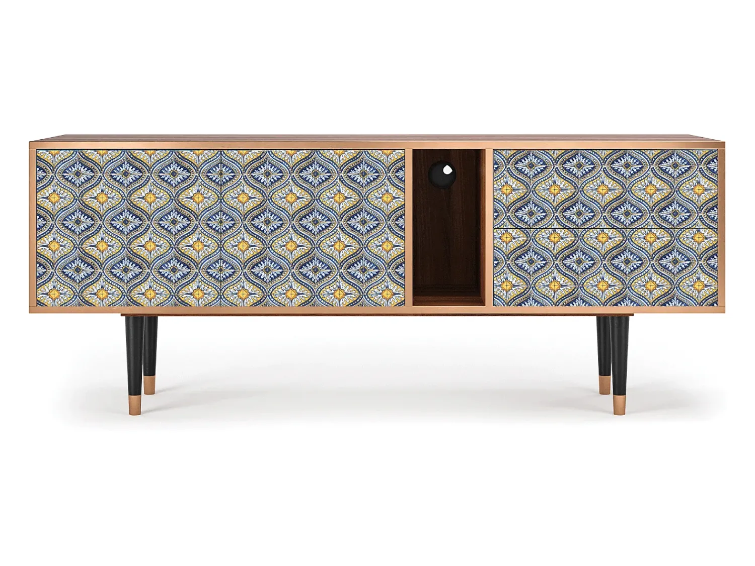 Móvel De Tv* Mueble de TV - 170х69х48 cm - T1 - Illusory Pattern, Nogueira Castanho