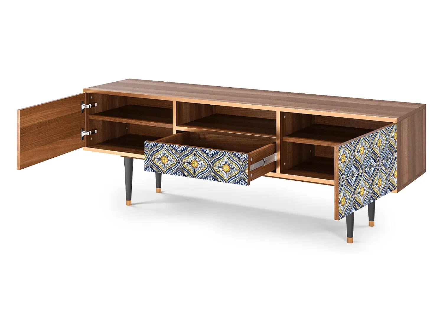 Discount Mueble de TV - 170х59х41 cm - T6 - Illusory Pattern, Nogueira Castanho