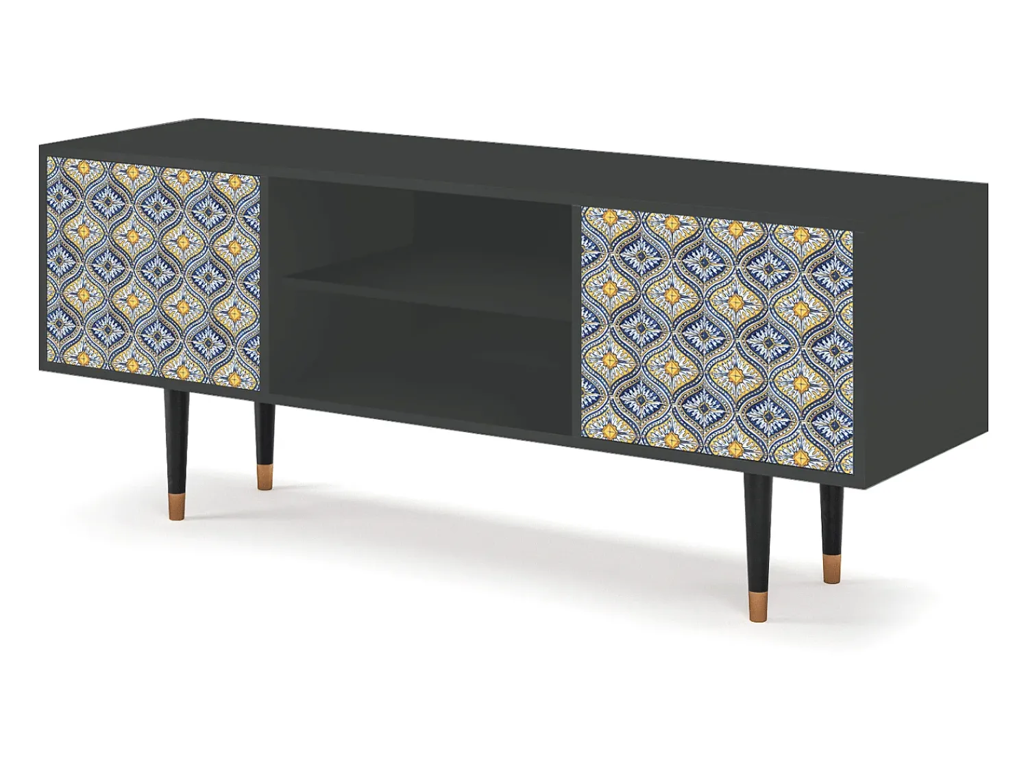 Móvel De Tv| Mueble de TV - 170х69х48 cm - T2 - Illusory Pattern, Antracite Cinza antracite