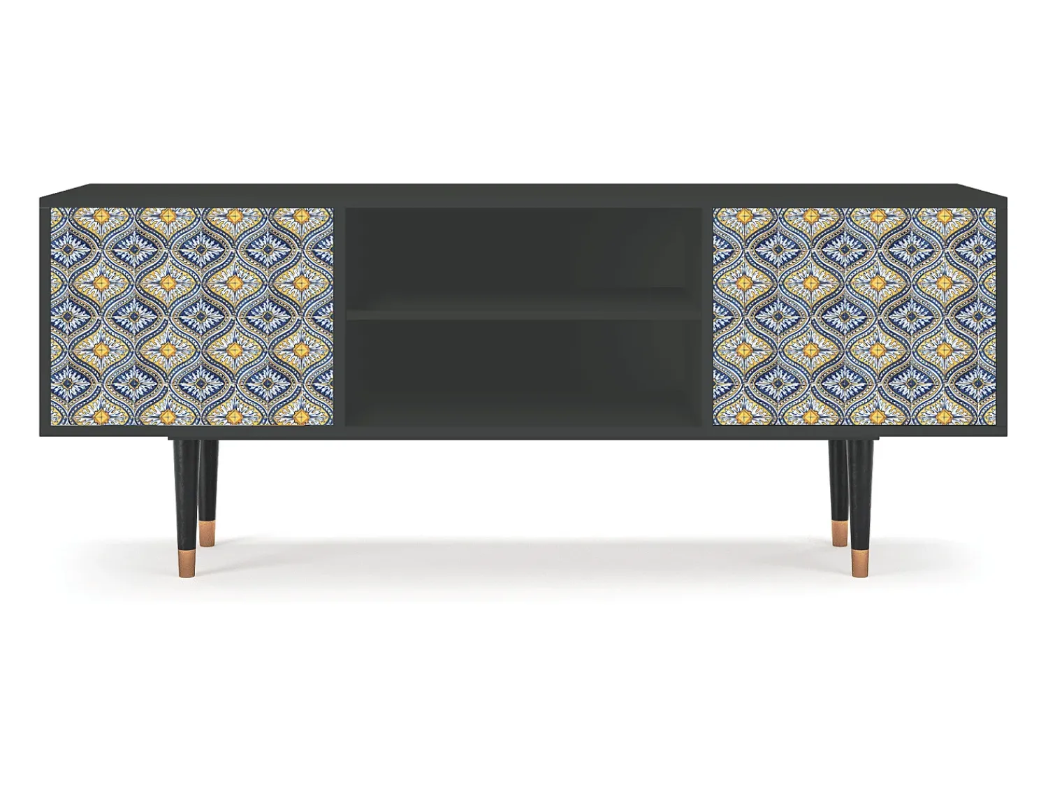 Móvel De Tv| Mueble de TV - 170х69х48 cm - T2 - Illusory Pattern, Antracite Cinza antracite