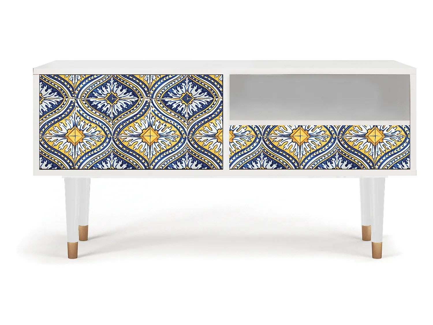Clearance Mueble de TV - 115х59х48 cm - T3 - Illusory Pattern, Branco Bege