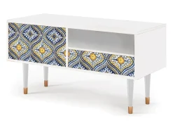 Clearance Mueble de TV - 115х59х48 cm - T3 - Illusory Pattern, Branco Bege