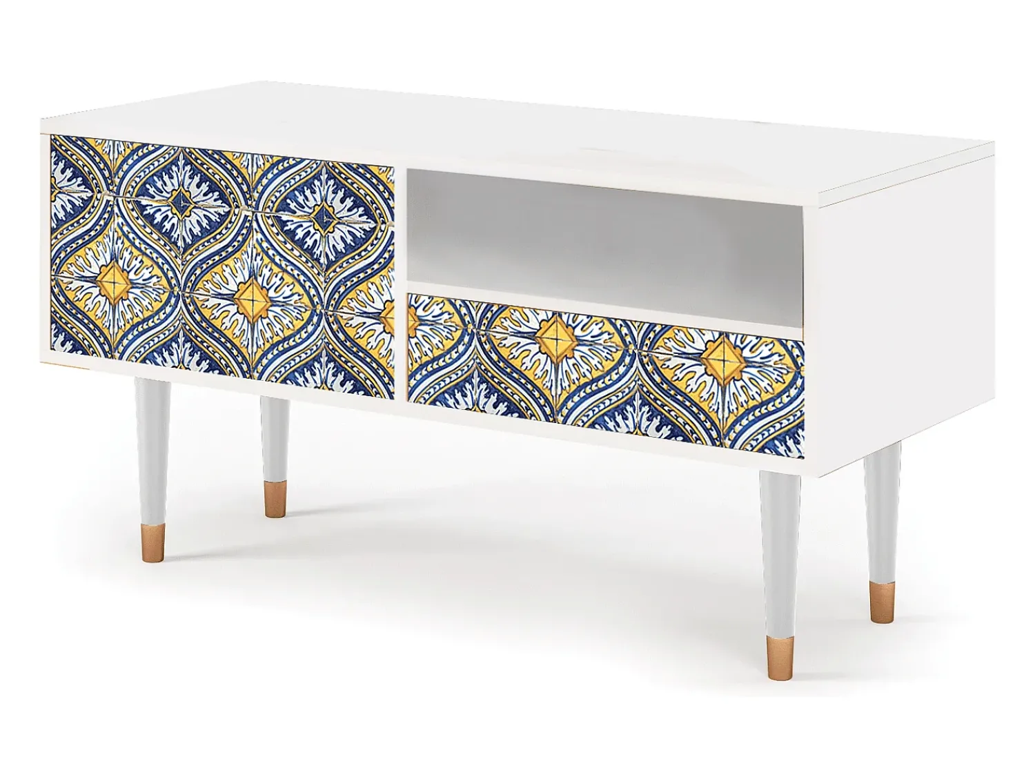 Clearance Mueble de TV - 115х59х48 cm - T3 - Illusory Pattern, Branco Bege
