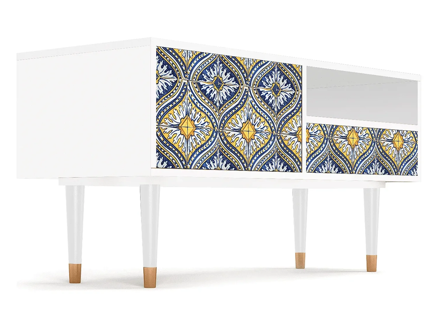 Clearance Mueble de TV - 115х59х48 cm - T3 - Illusory Pattern, Branco Bege