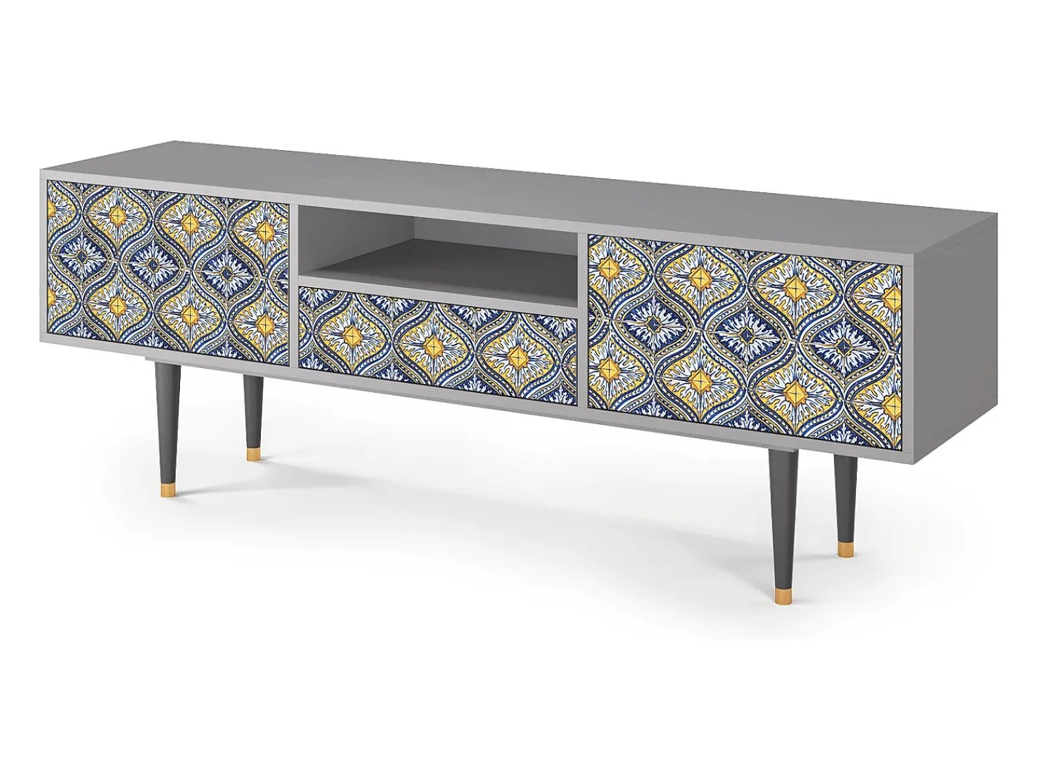 Móvel De Tv* Mueble de TV - 170х59х41 cm - T6 - Illusory Pattern, Cinza Cinzento