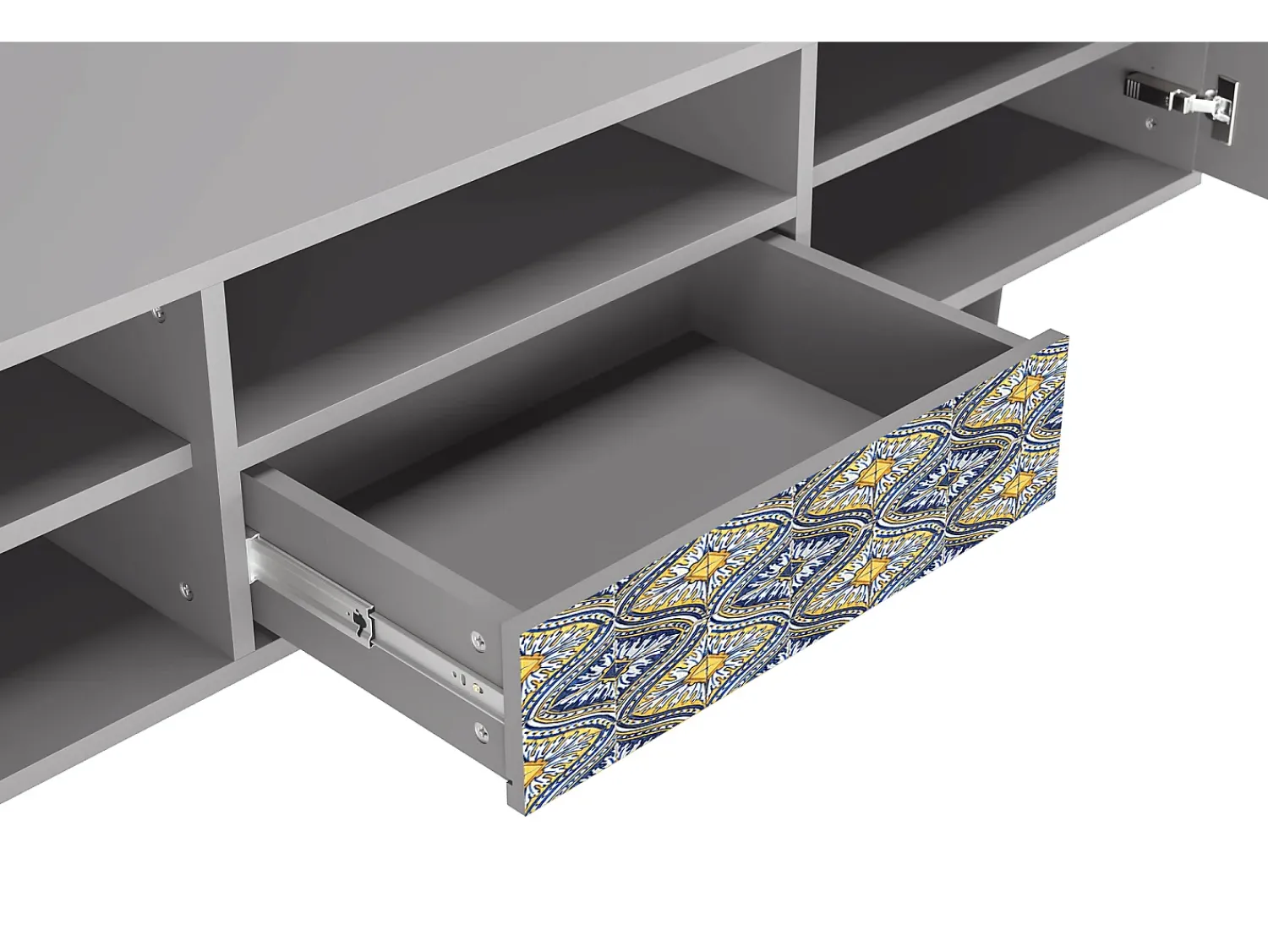 Móvel De Tv* Mueble de TV - 170х59х41 cm - T6 - Illusory Pattern, Cinza Cinzento