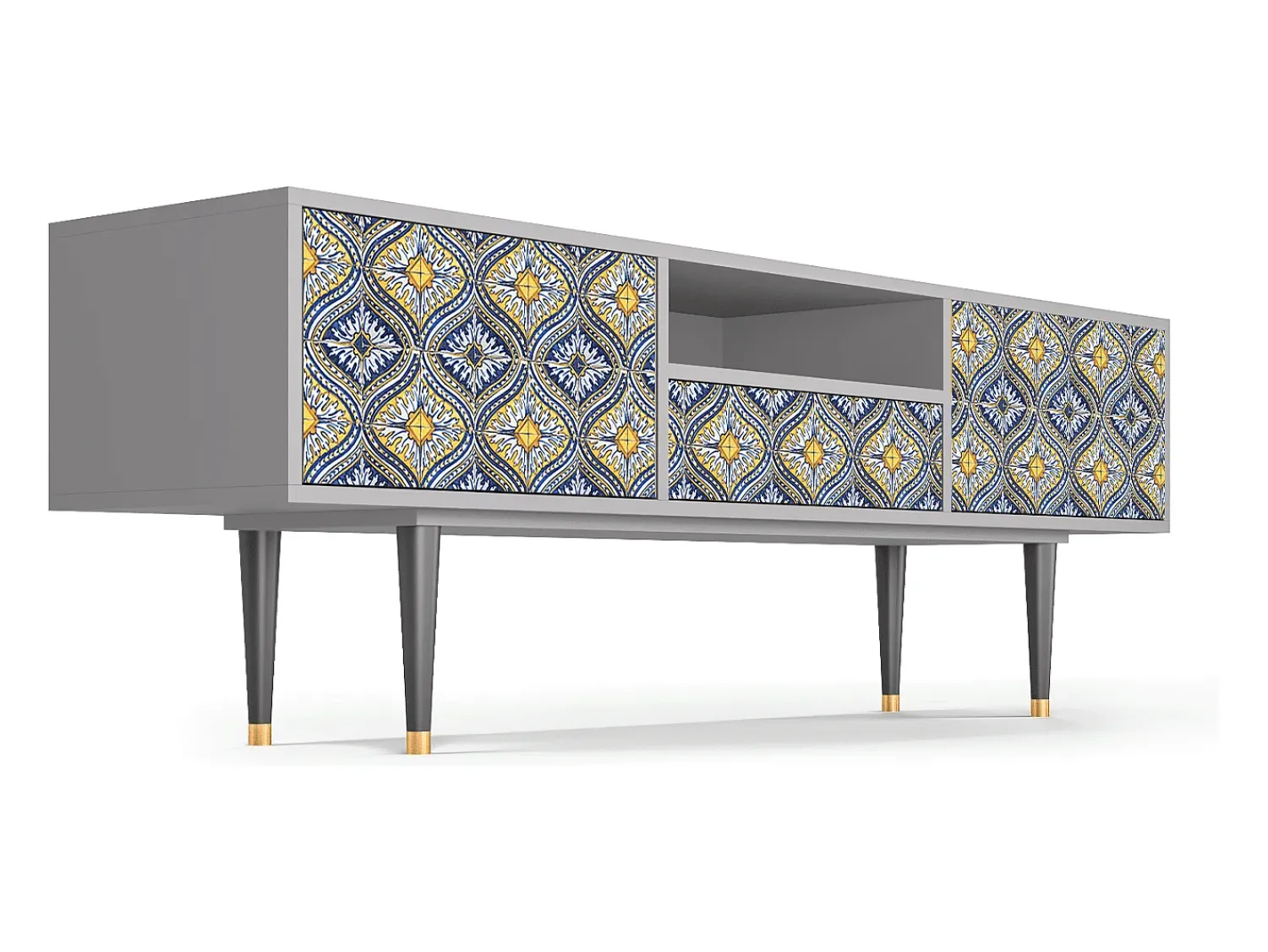 Móvel De Tv* Mueble de TV - 170х59х41 cm - T6 - Illusory Pattern, Cinza Cinzento