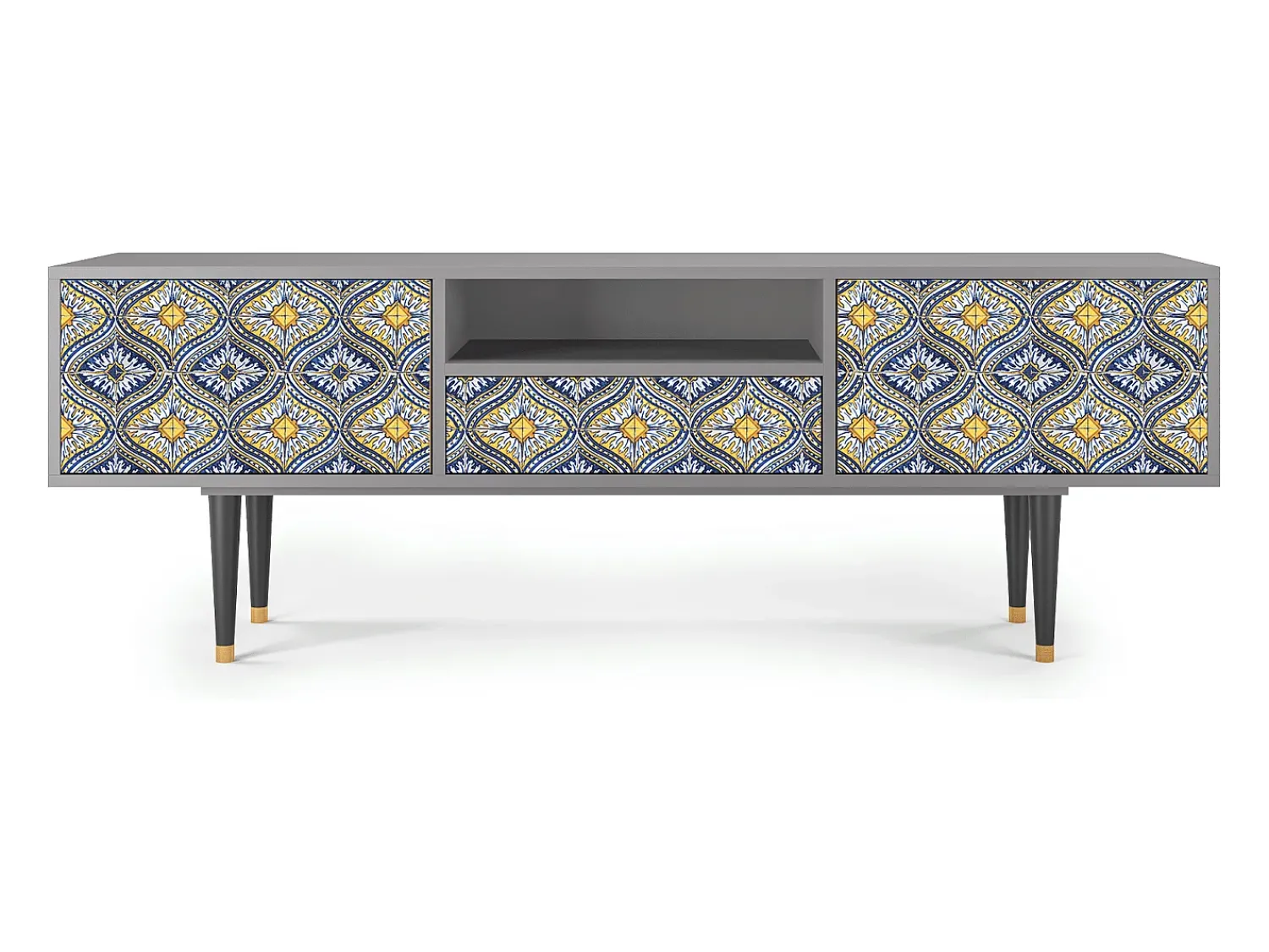 Móvel De Tv* Mueble de TV - 170х59х41 cm - T6 - Illusory Pattern, Cinza Cinzento