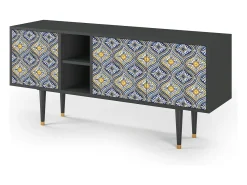New Mueble de TV - 150х69х41 cm - T5 - Illusory Pattern, Antracite Cinza antracite