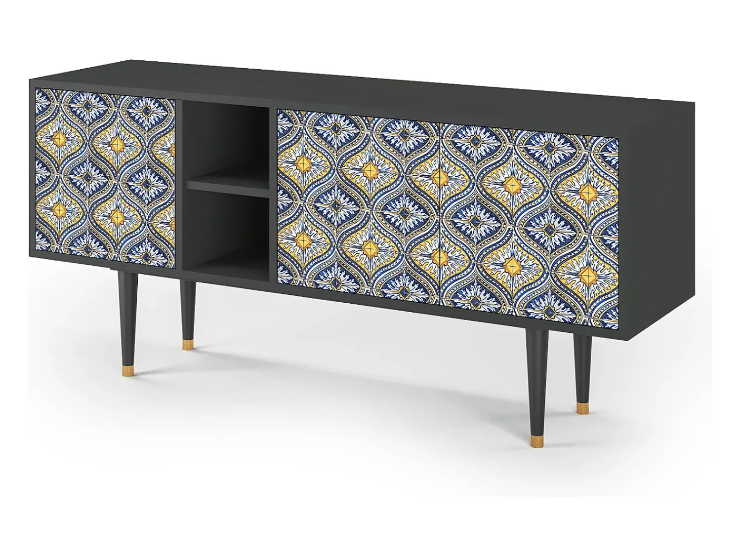 New Mueble de TV - 150х69х41 cm - T5 - Illusory Pattern, Antracite Cinza antracite
